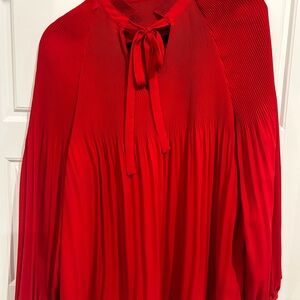 Ralph Lauren Vibrant Red Pleated Blouse